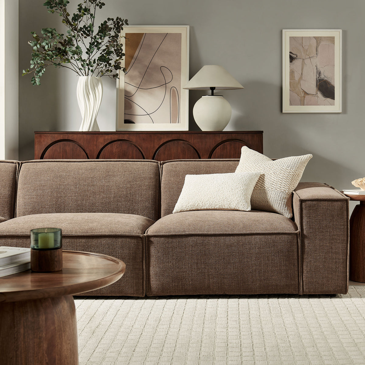 Restore 3-Piece Performance Fabric Upholstered Modular Sofa Set - Mocha