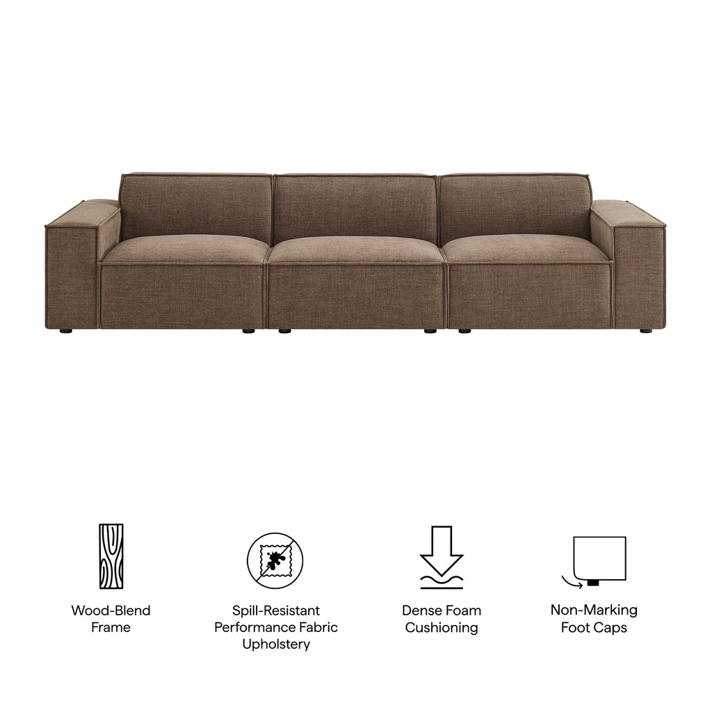 Restore 3-Piece Performance Fabric Upholstered Modular Sofa Set - Mocha