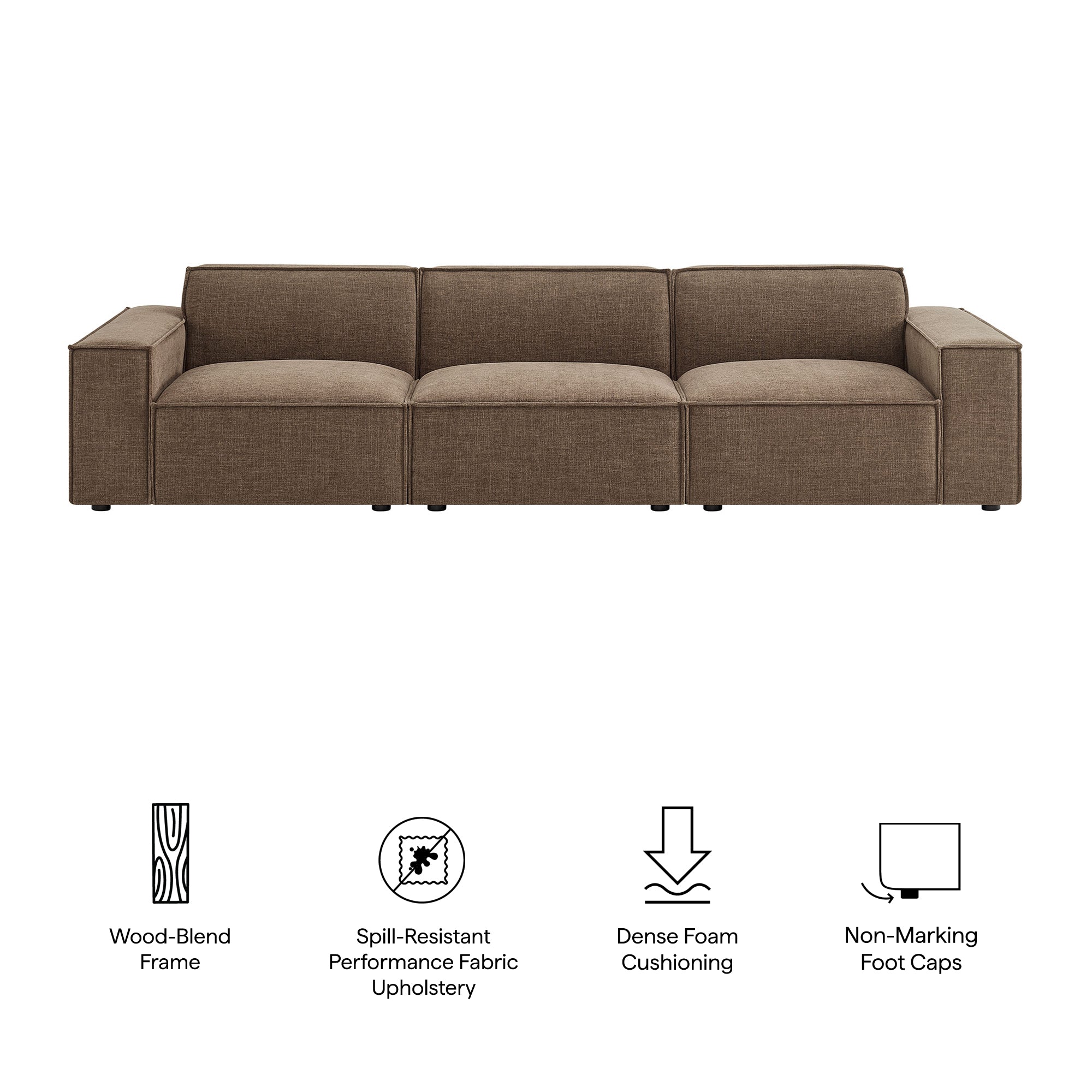 Restore 3-Piece Performance Fabric Upholstered Modular Sofa Set - Mocha