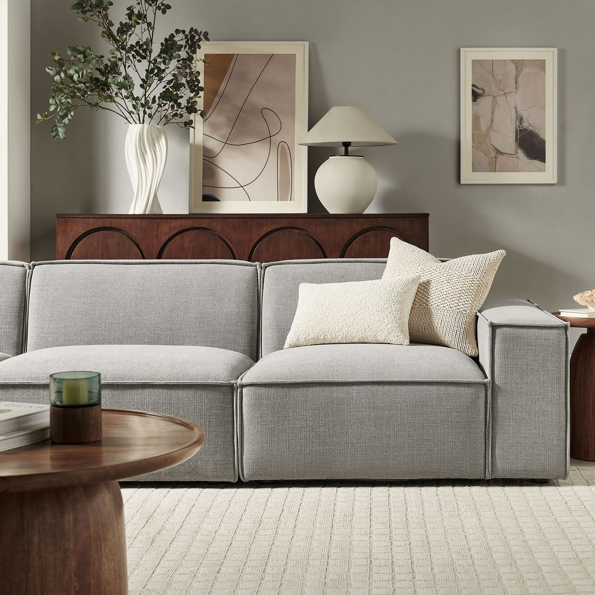 Restore 3-Piece Performance Fabric Upholstered Modular Sofa Set - Pewter