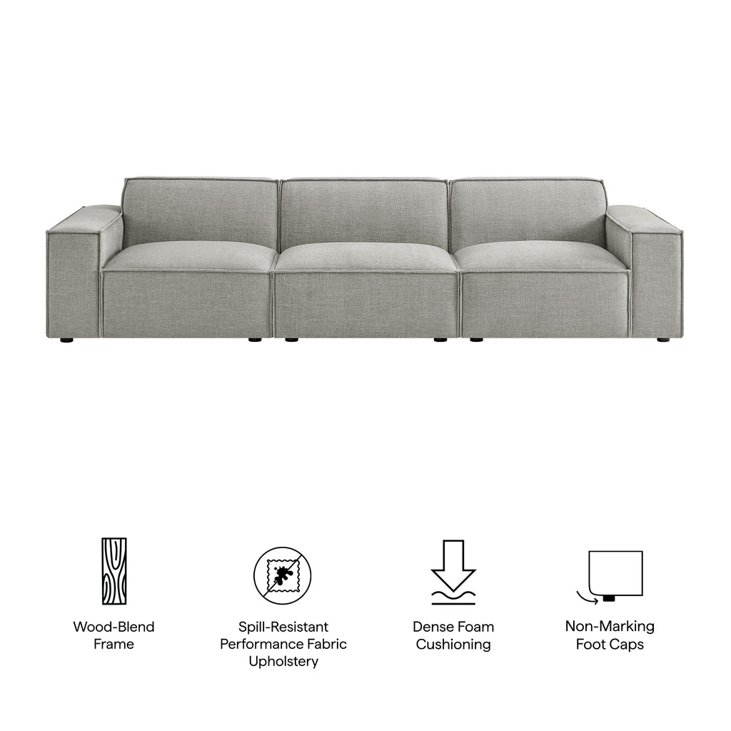 Restore 3-Piece Performance Fabric Upholstered Modular Sofa Set - Pewter