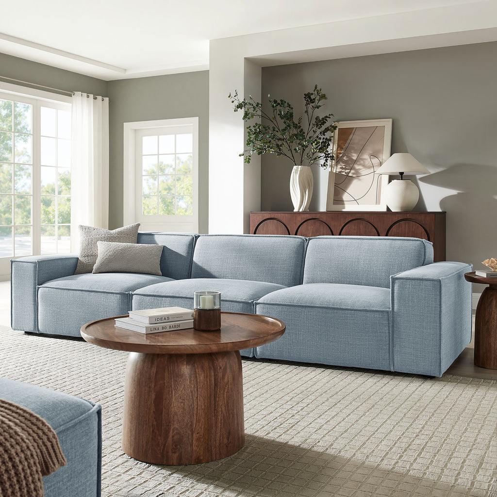 Restore 3-Piece Performance Fabric Upholstered Modular Sofa Set - Sky