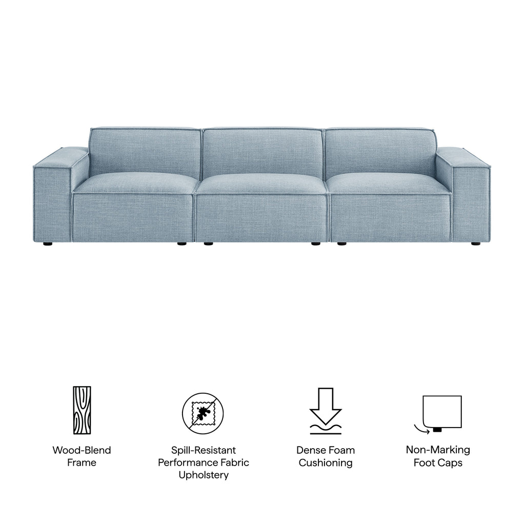 Restore 3-Piece Performance Fabric Upholstered Modular Sofa Set - Sky