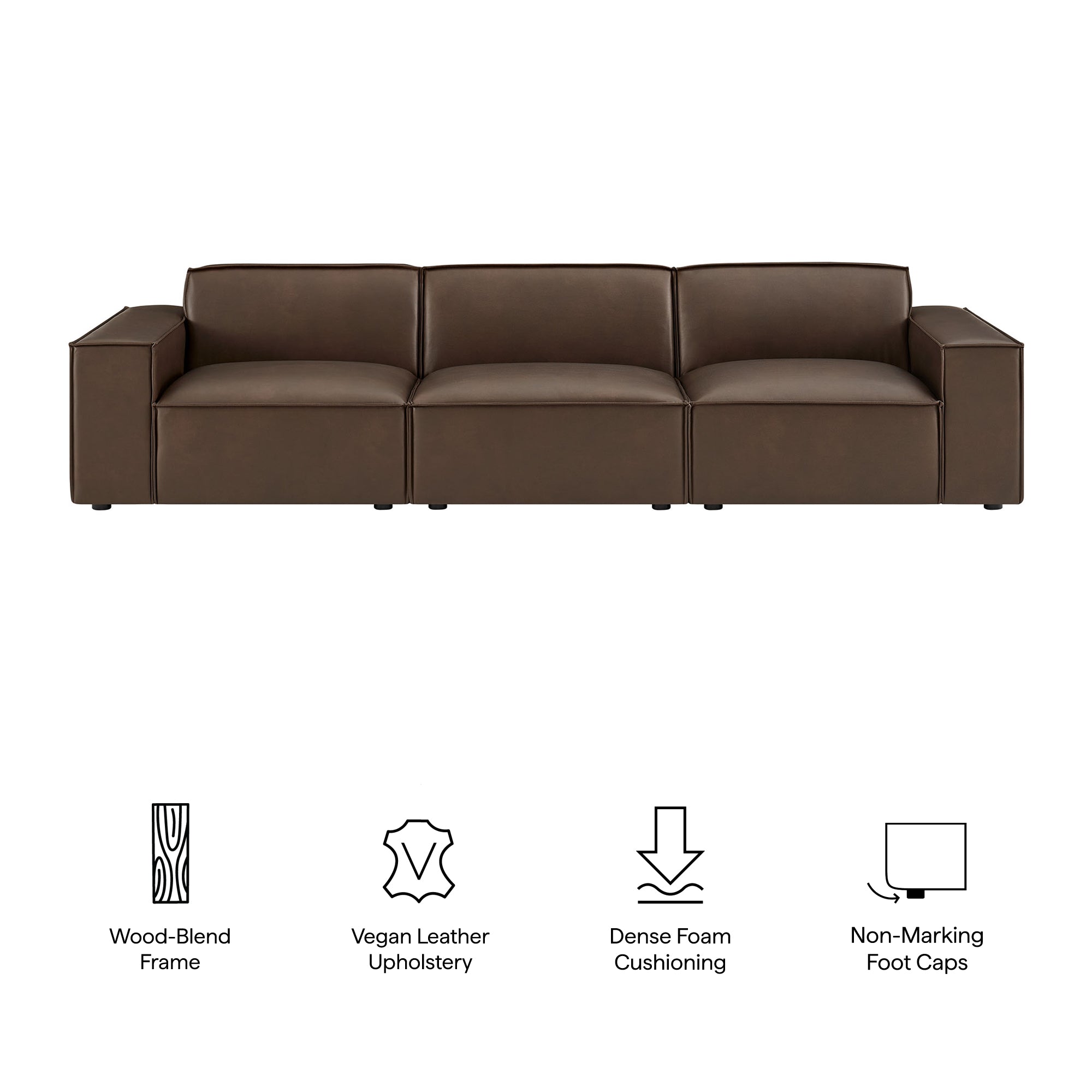 Restore 3-Piece Vegan Leather Modular Sofa Set - Espresso