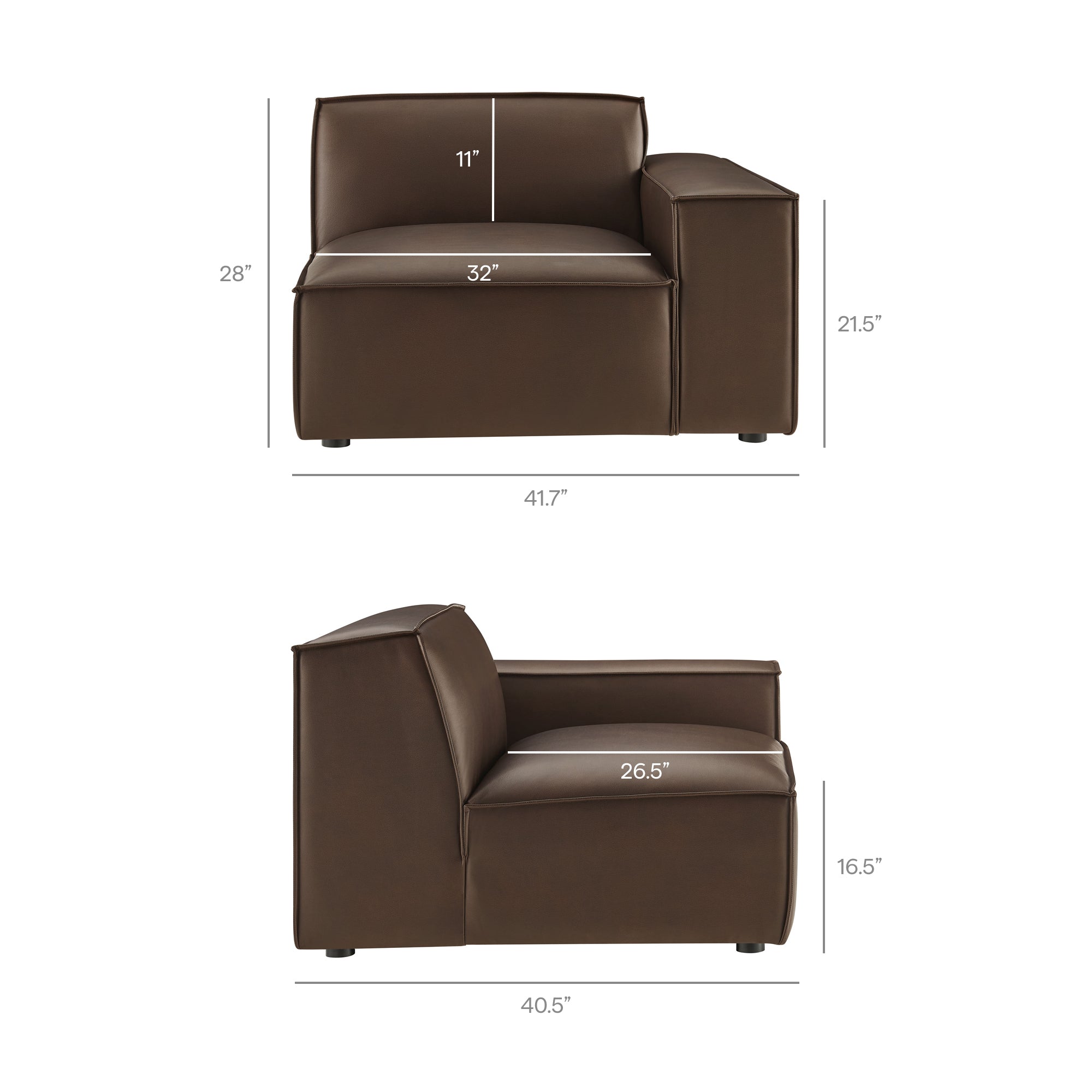 Restore 3-Piece Vegan Leather Modular Sofa Set - Espresso