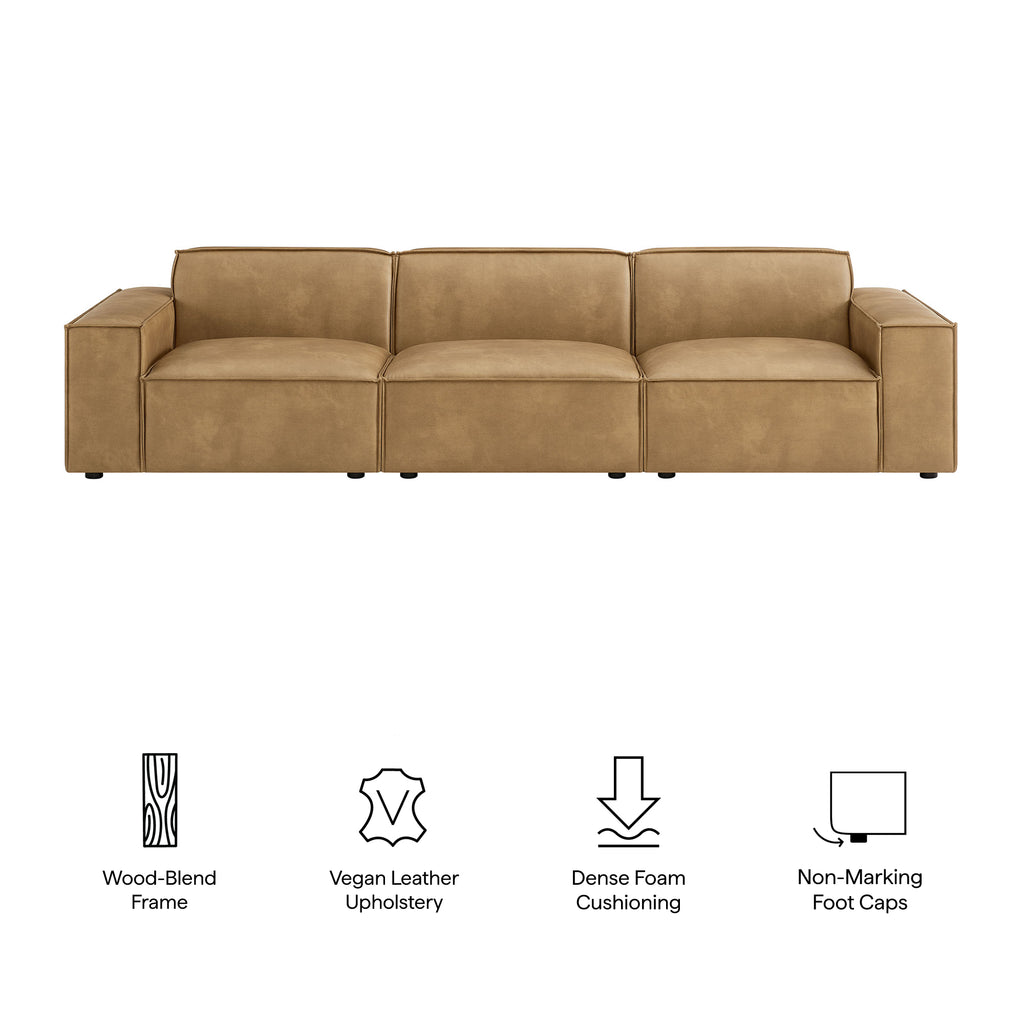 Restore 3-Piece Vegan Leather Modular Sofa Set - Toast