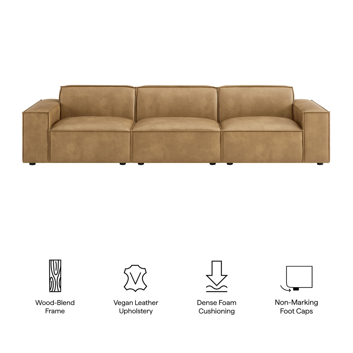 Restore 3-Piece Vegan Leather Modular Sofa Set - Toast