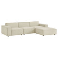 Restore 4-Piece Performance Fabric Upholstered Modular Sofa Set with Ottoman - Ecru
