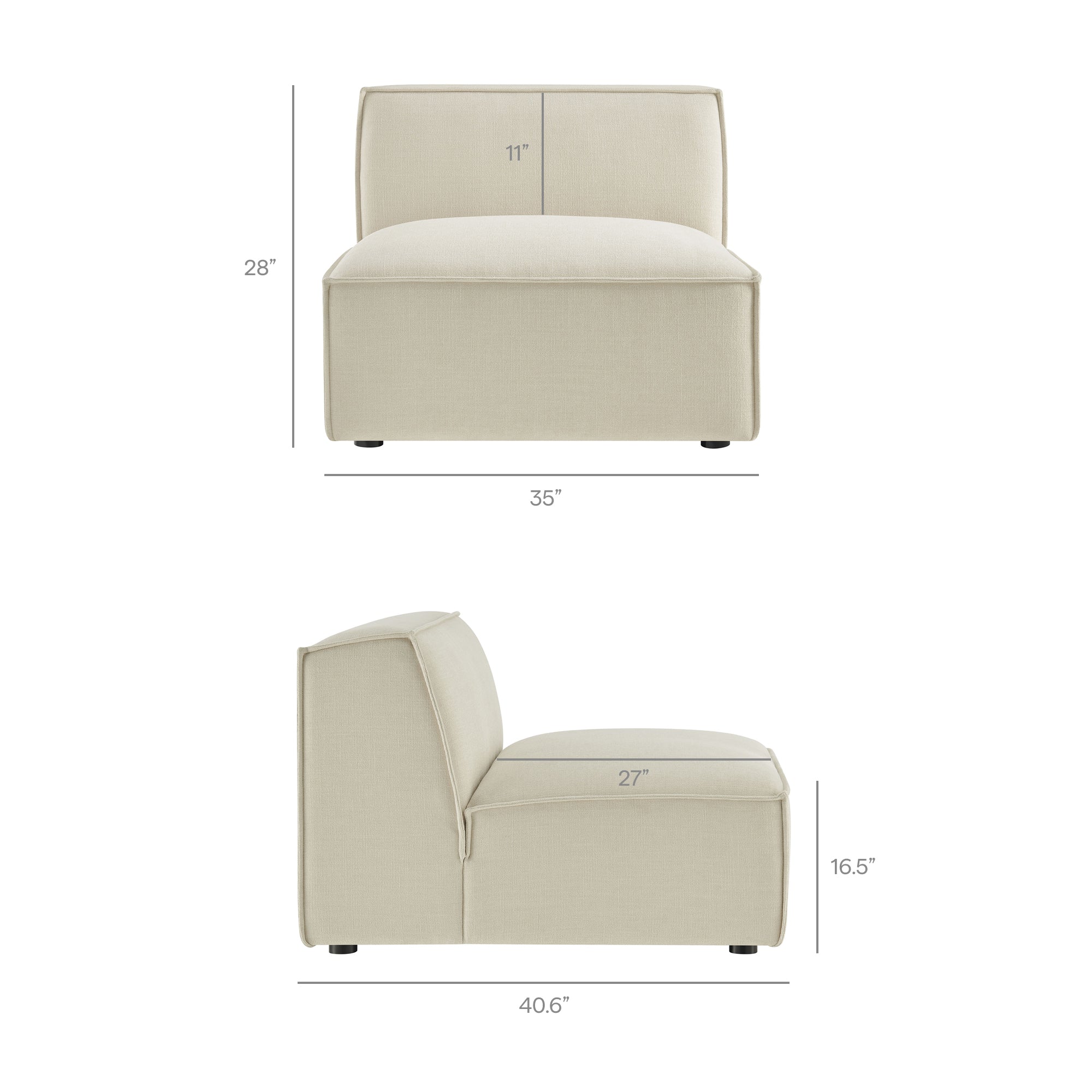 Restore 4-Piece Performance Fabric Upholstered Modular Sofa Set with Ottoman - Ecru