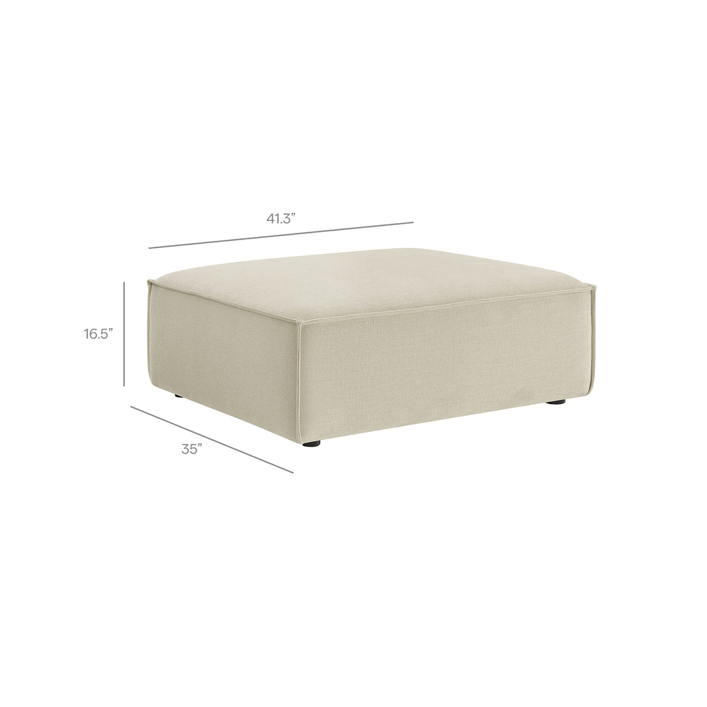 Restore 4-Piece Performance Fabric Upholstered Modular Sofa Set with Ottoman - Ecru