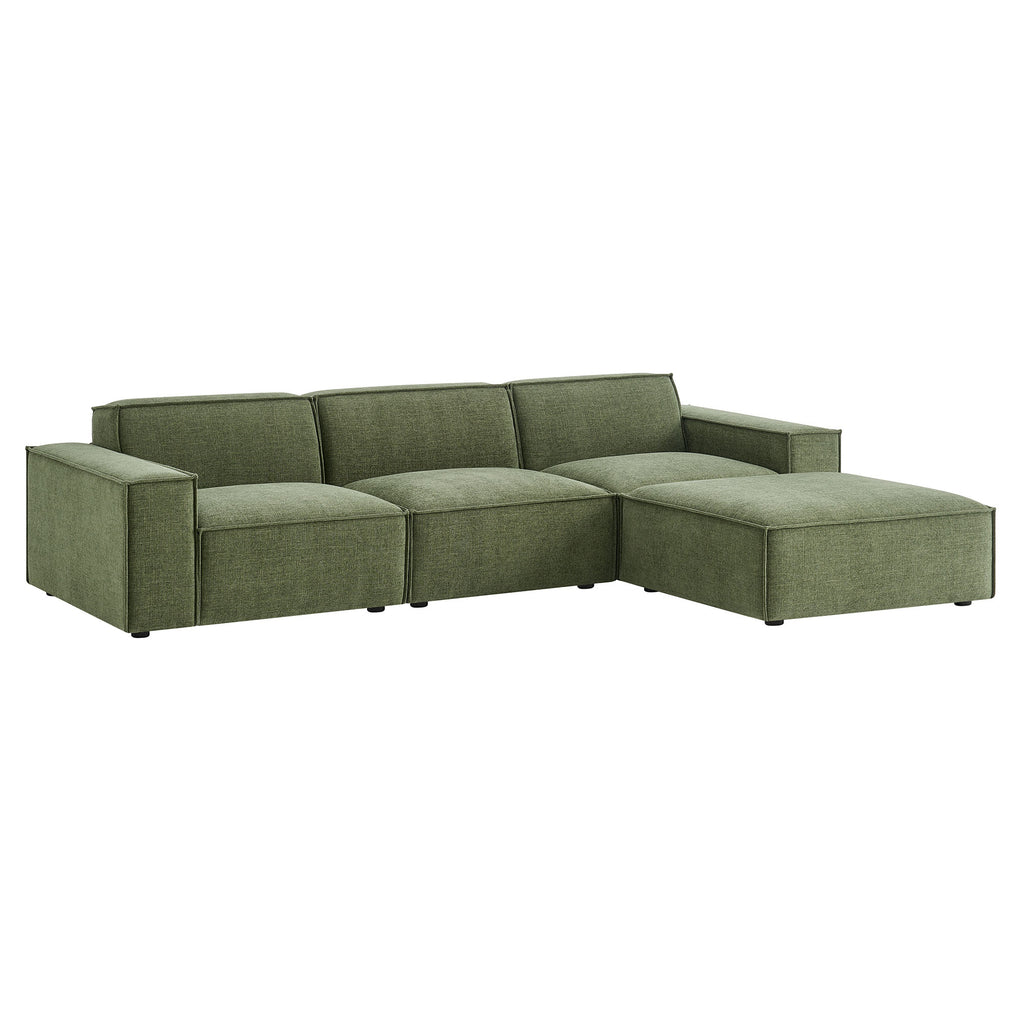 Restore 4-Piece Performance Fabric Upholstered Modular Sofa Set with Ottoman - Foliage