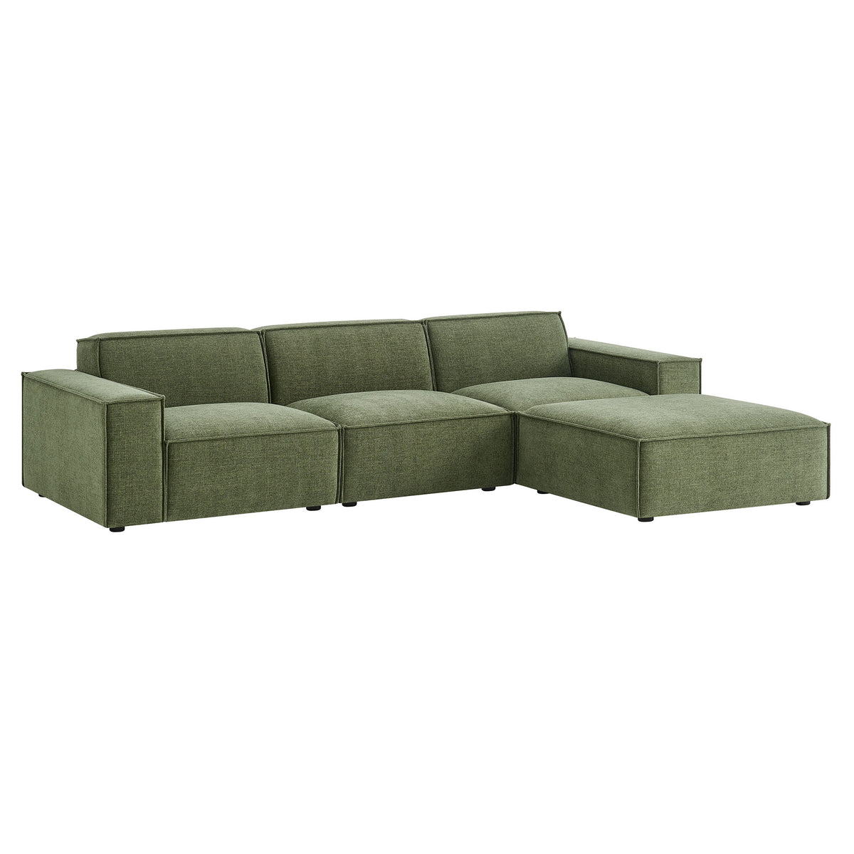 Restore 4-Piece Performance Fabric Upholstered Modular Sofa Set with Ottoman - Foliage