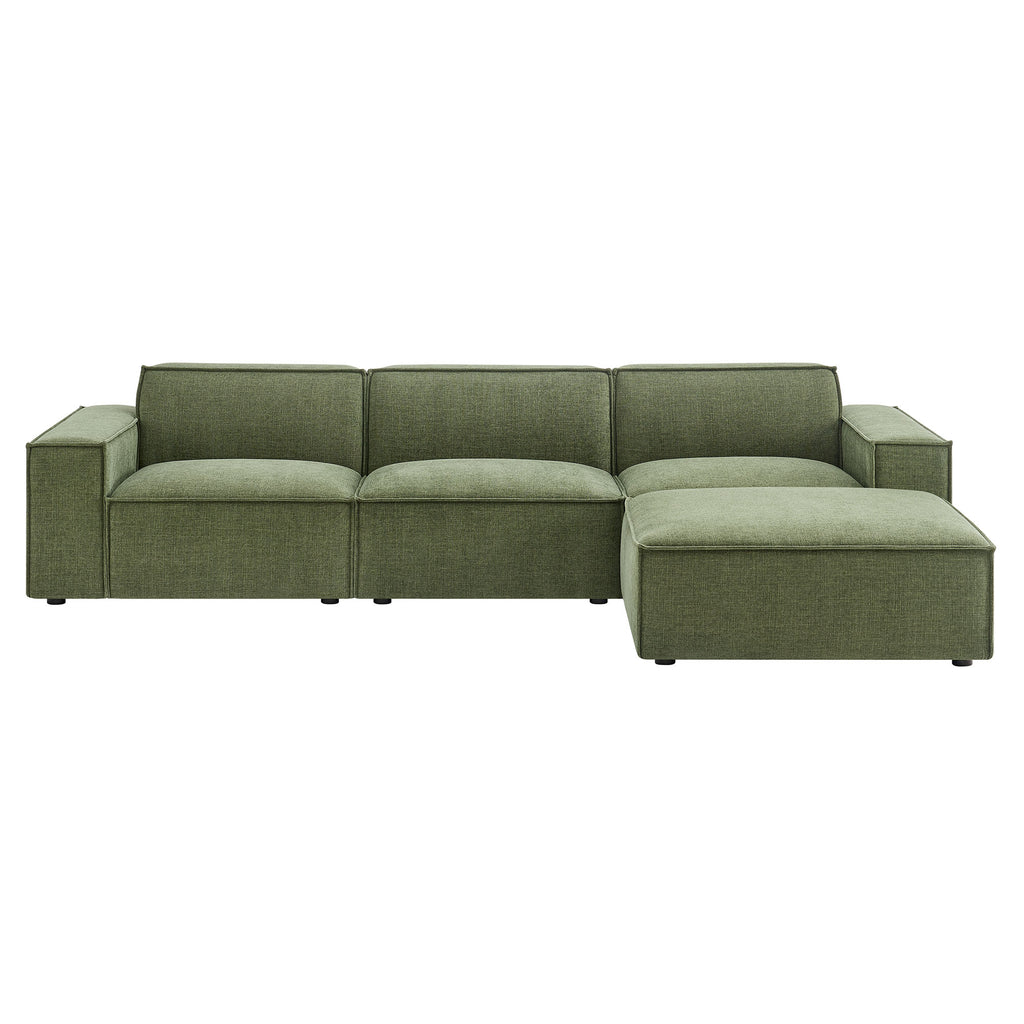 Restore 4-Piece Performance Fabric Upholstered Modular Sofa Set with Ottoman - Foliage