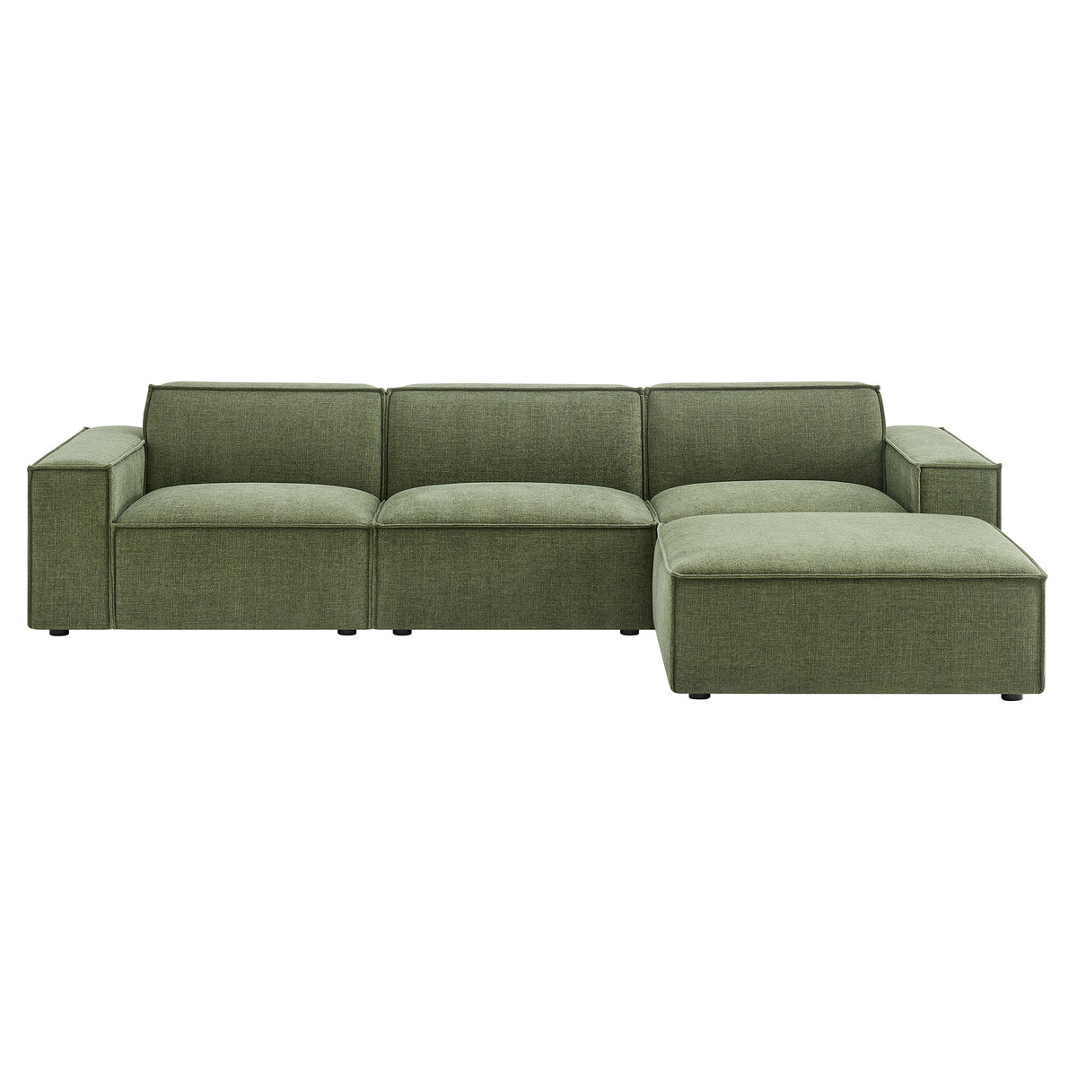 Restore 4-Piece Performance Fabric Upholstered Modular Sofa Set with Ottoman - Foliage