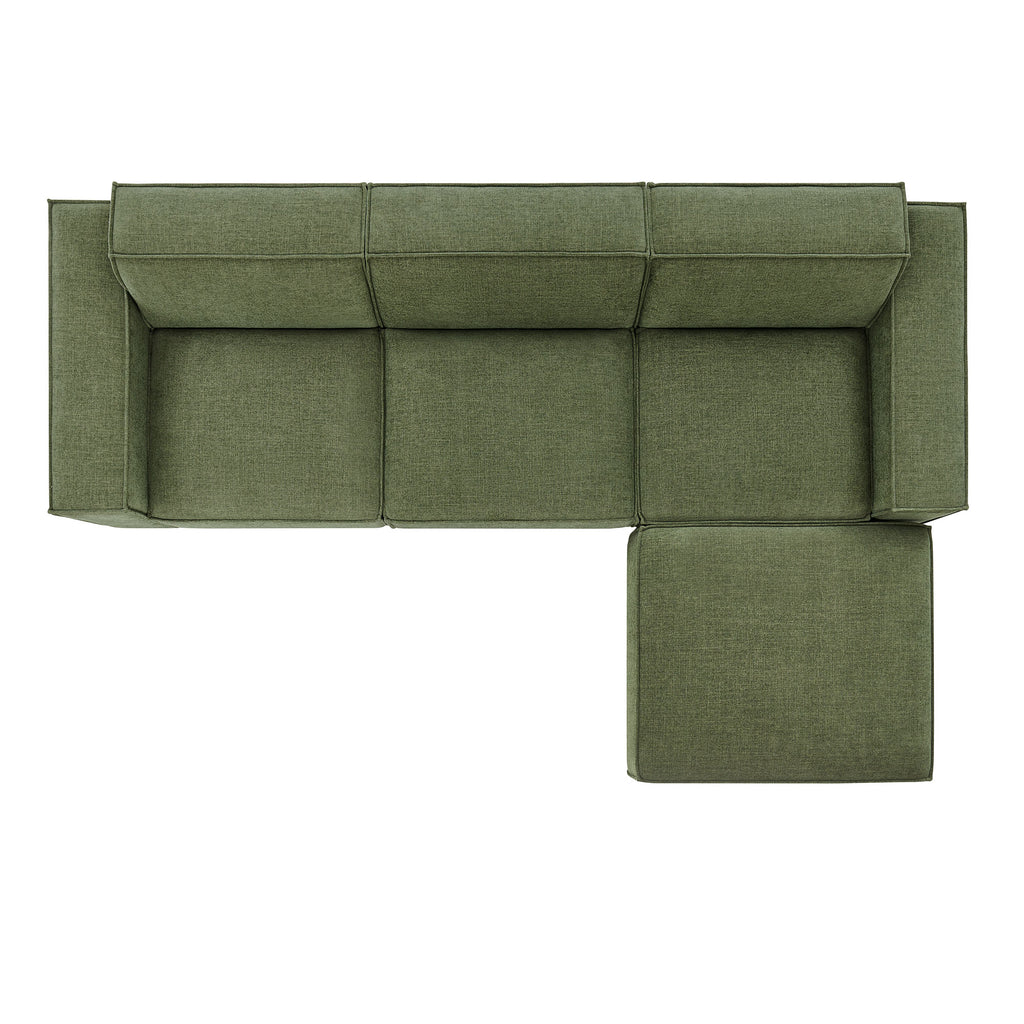 Restore 4-Piece Performance Fabric Upholstered Modular Sofa Set with Ottoman - Foliage