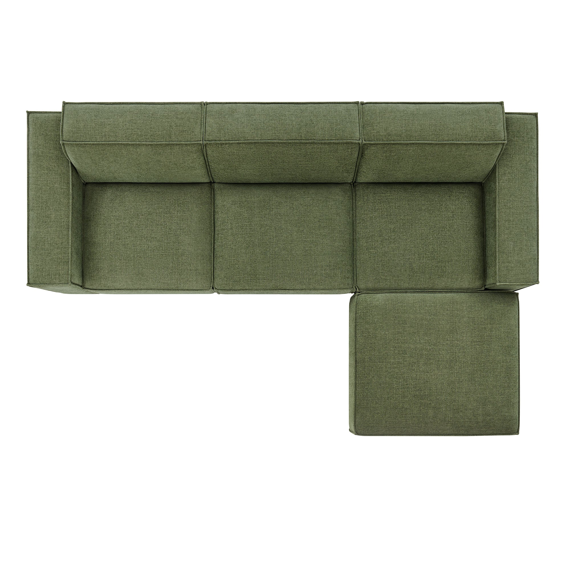 Restore 4-Piece Performance Fabric Upholstered Modular Sofa Set with Ottoman - Foliage