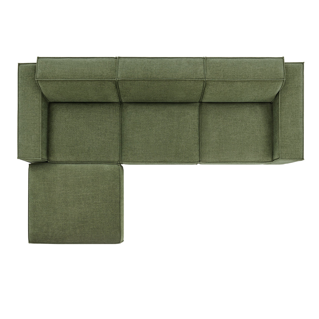 Restore 4-Piece Performance Fabric Upholstered Modular Sofa Set with Ottoman - Foliage