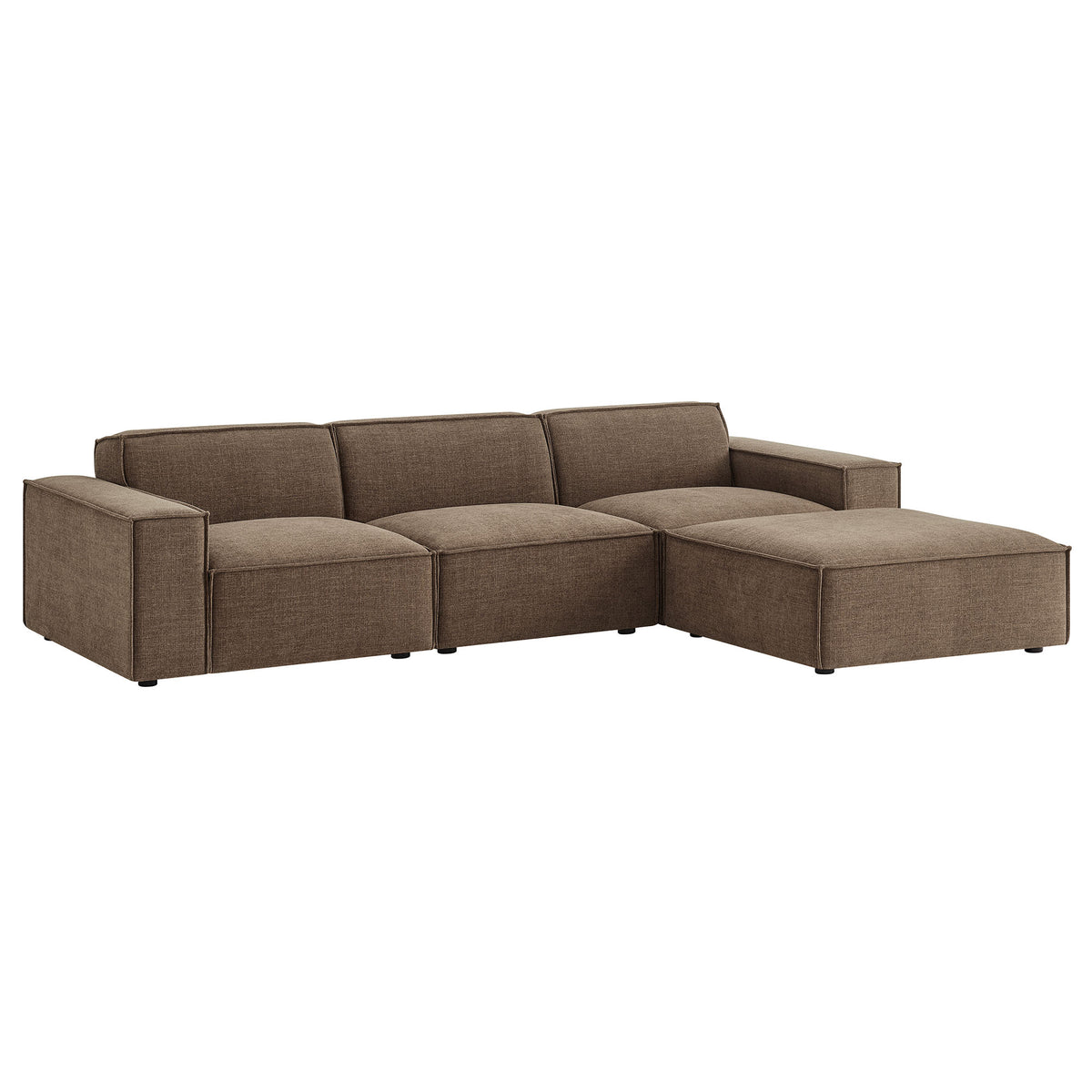 Restore 4-Piece Performance Fabric Upholstered Modular Sofa Set with Ottoman - Mocha