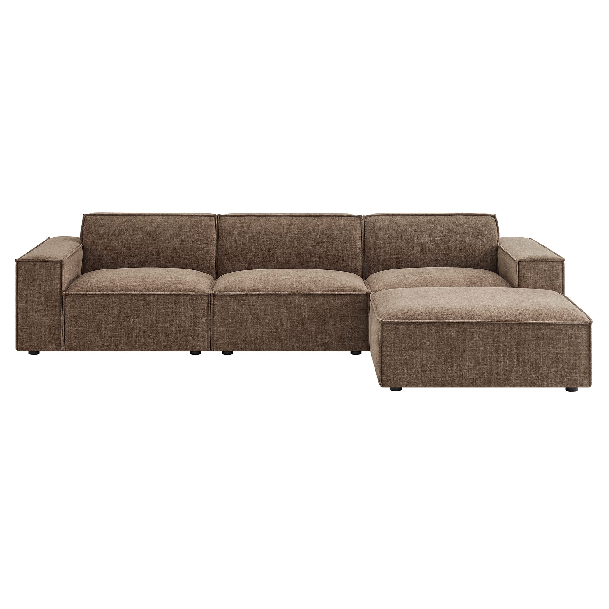 Restore 4-Piece Performance Fabric Upholstered Modular Sofa Set with Ottoman - Mocha