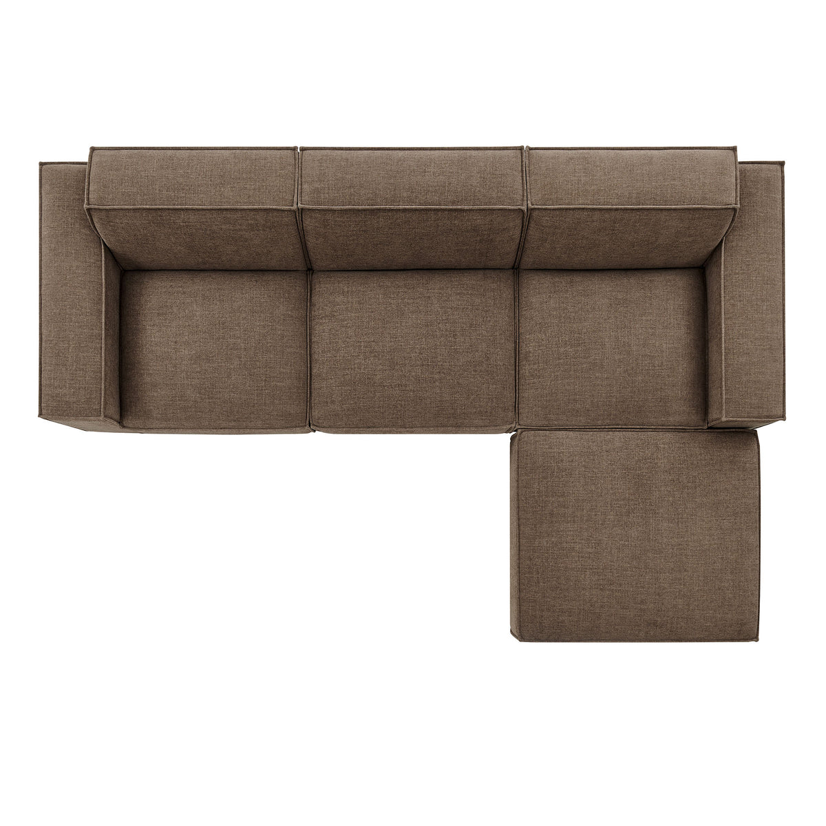 Restore 4-Piece Performance Fabric Upholstered Modular Sofa Set with Ottoman - Mocha
