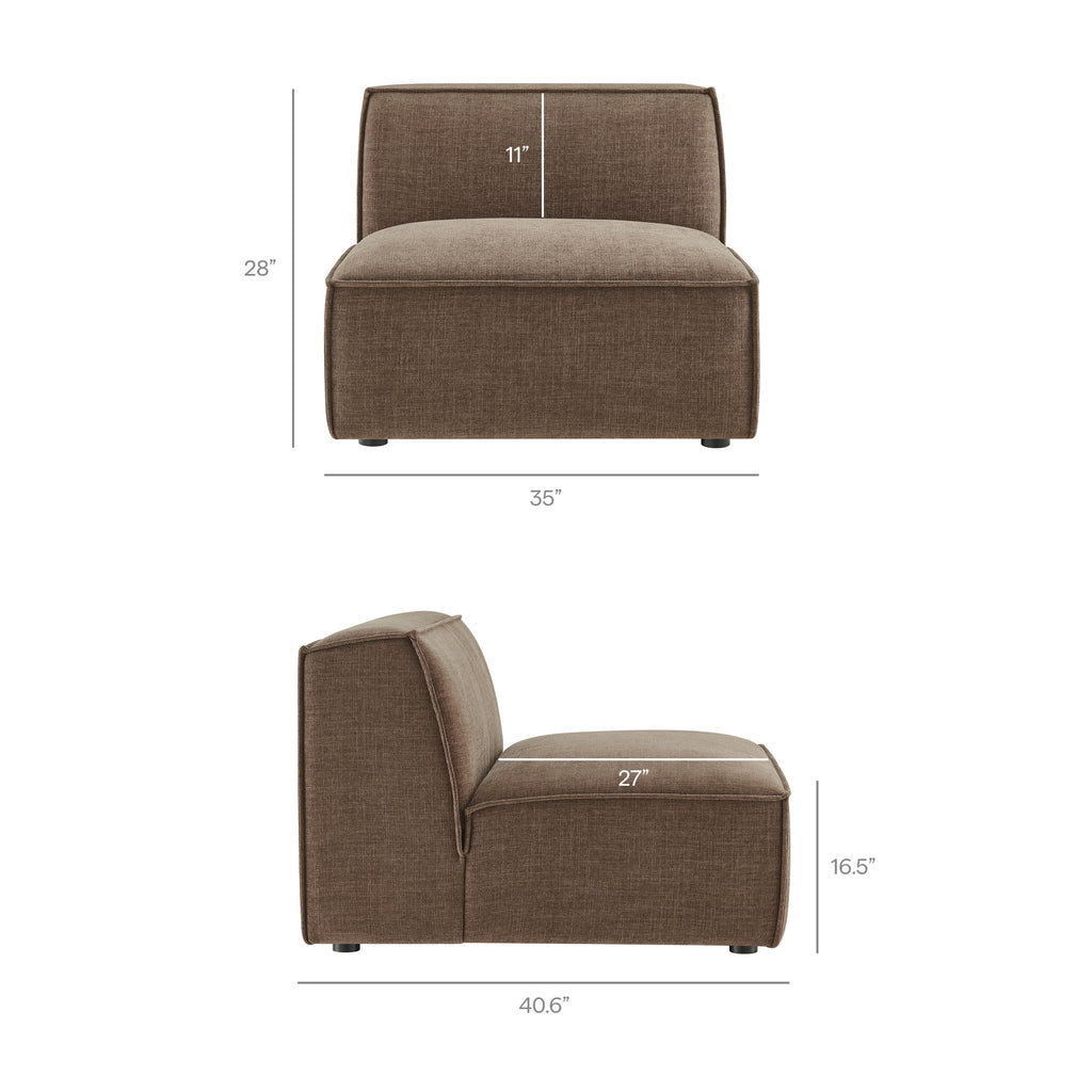Restore 4-Piece Performance Fabric Upholstered Modular Sofa Set with Ottoman - Mocha