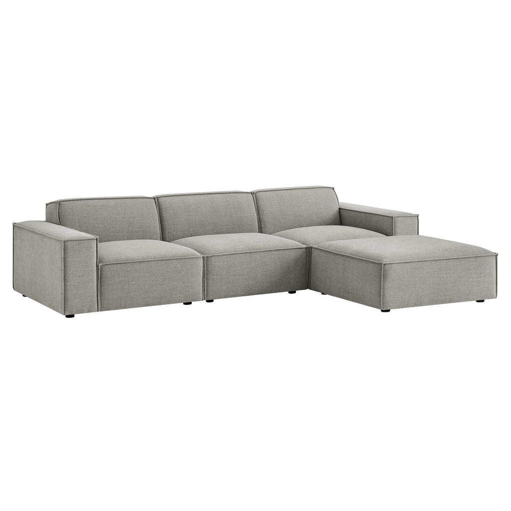 Restore 4-Piece Performance Fabric Upholstered Modular Sofa Set with Ottoman - Pewter