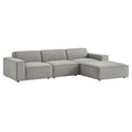 Restore 4-Piece Performance Fabric Upholstered Modular Sofa Set with Ottoman - Pewter