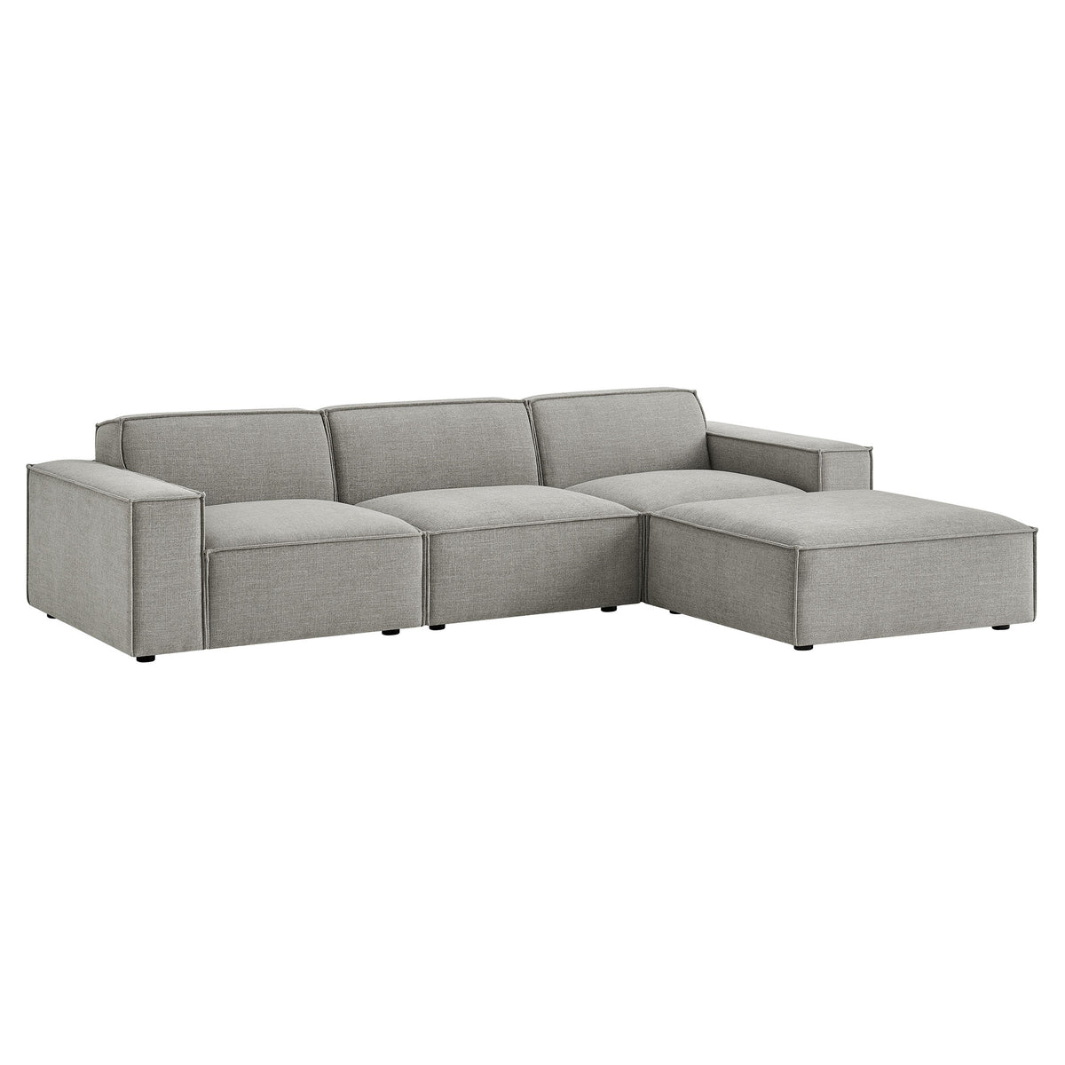 Restore 4-Piece Performance Fabric Upholstered Modular Sofa Set with Ottoman - Pewter