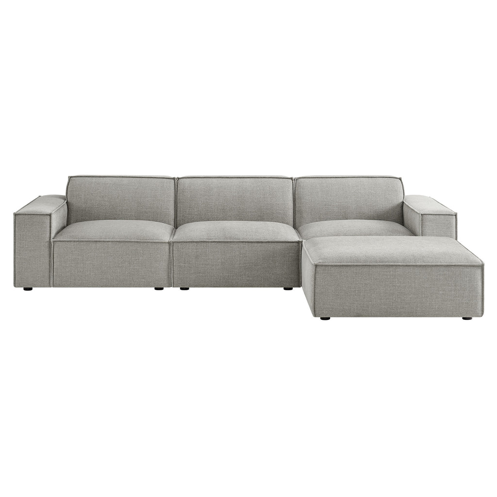 Restore 4-Piece Performance Fabric Upholstered Modular Sofa Set with Ottoman - Pewter
