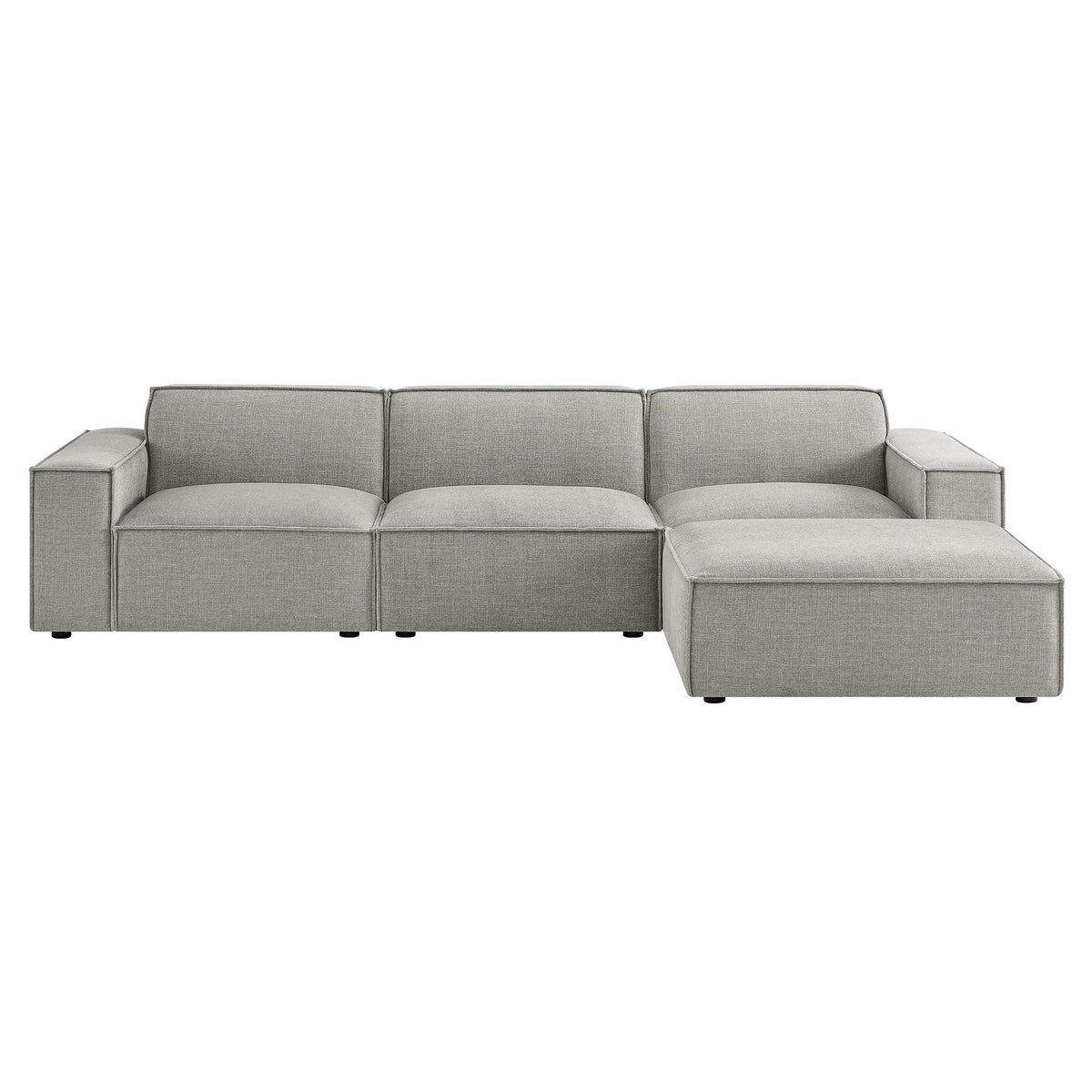 Restore 4-Piece Performance Fabric Upholstered Modular Sofa Set with Ottoman - Pewter