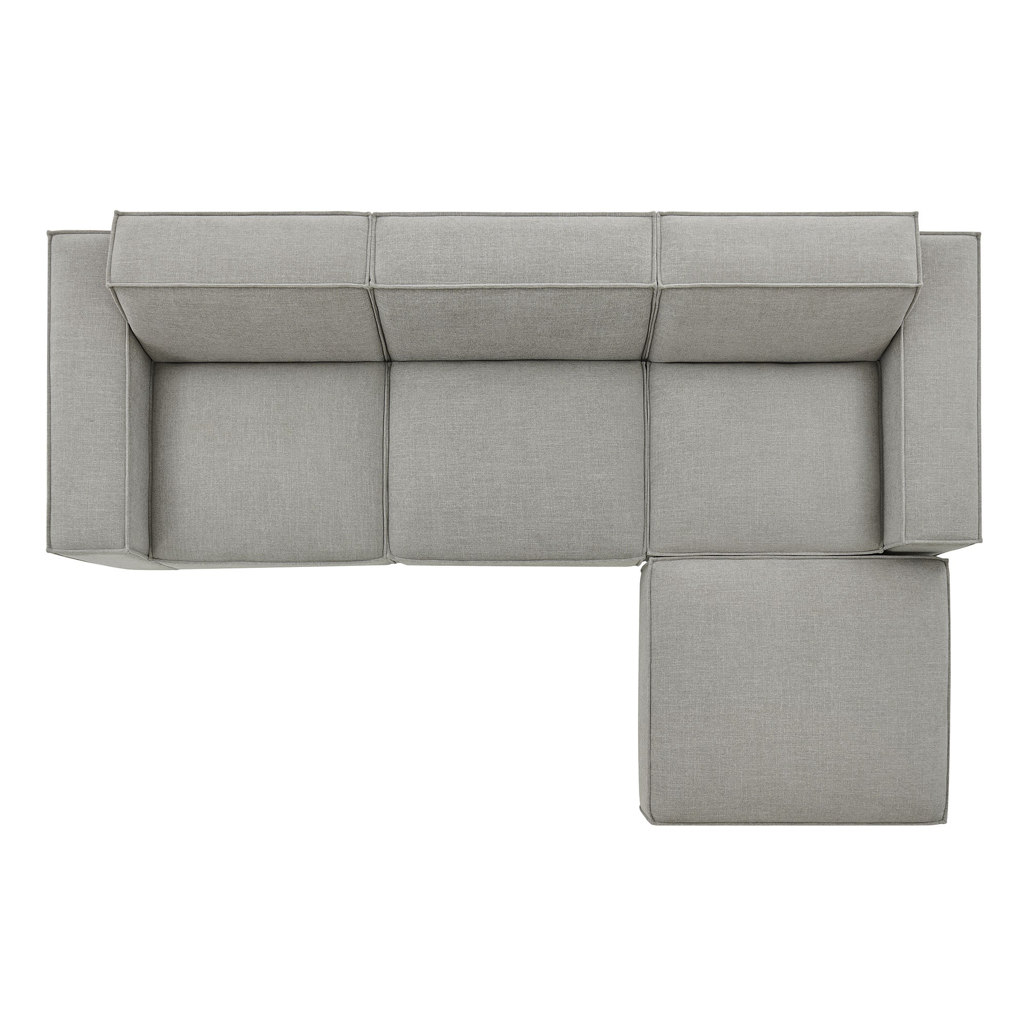 Restore 4-Piece Performance Fabric Upholstered Modular Sofa Set with Ottoman - Pewter