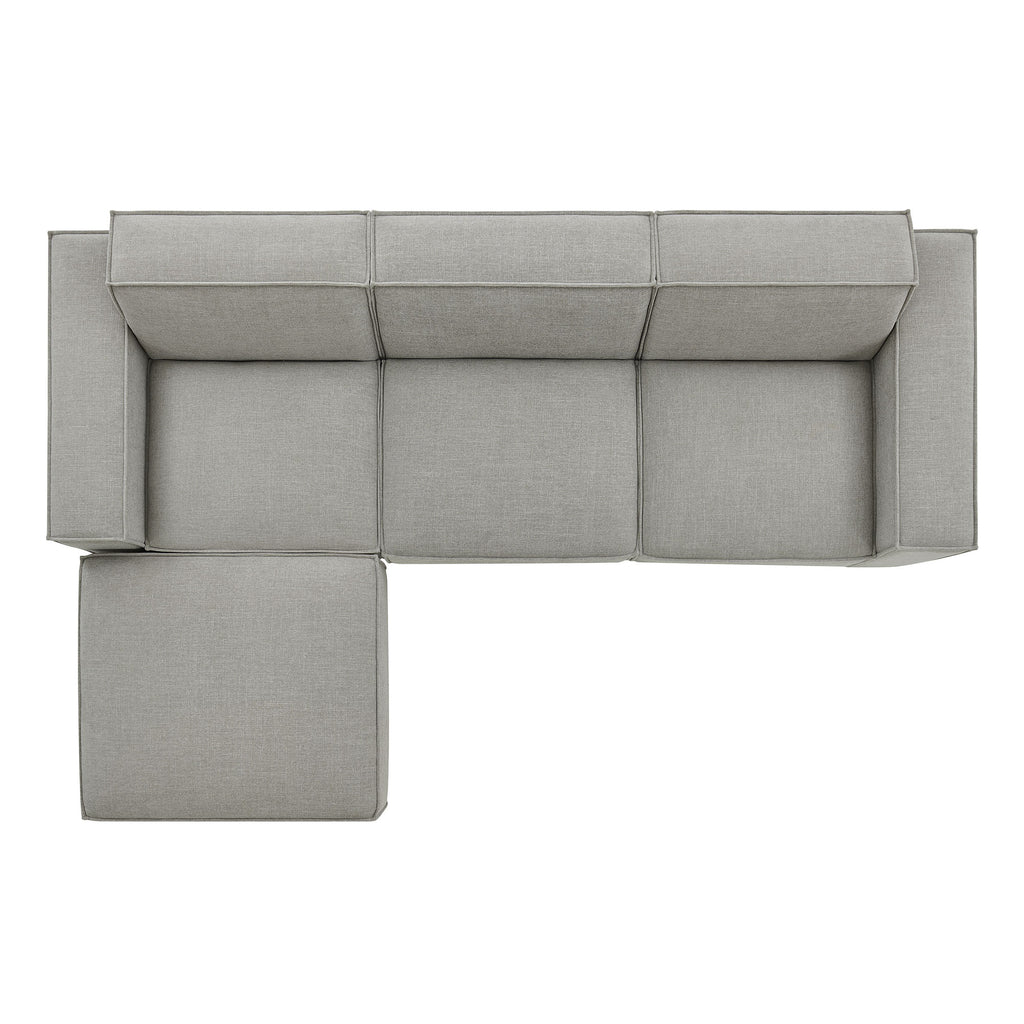 Restore 4-Piece Performance Fabric Upholstered Modular Sofa Set with Ottoman - Pewter