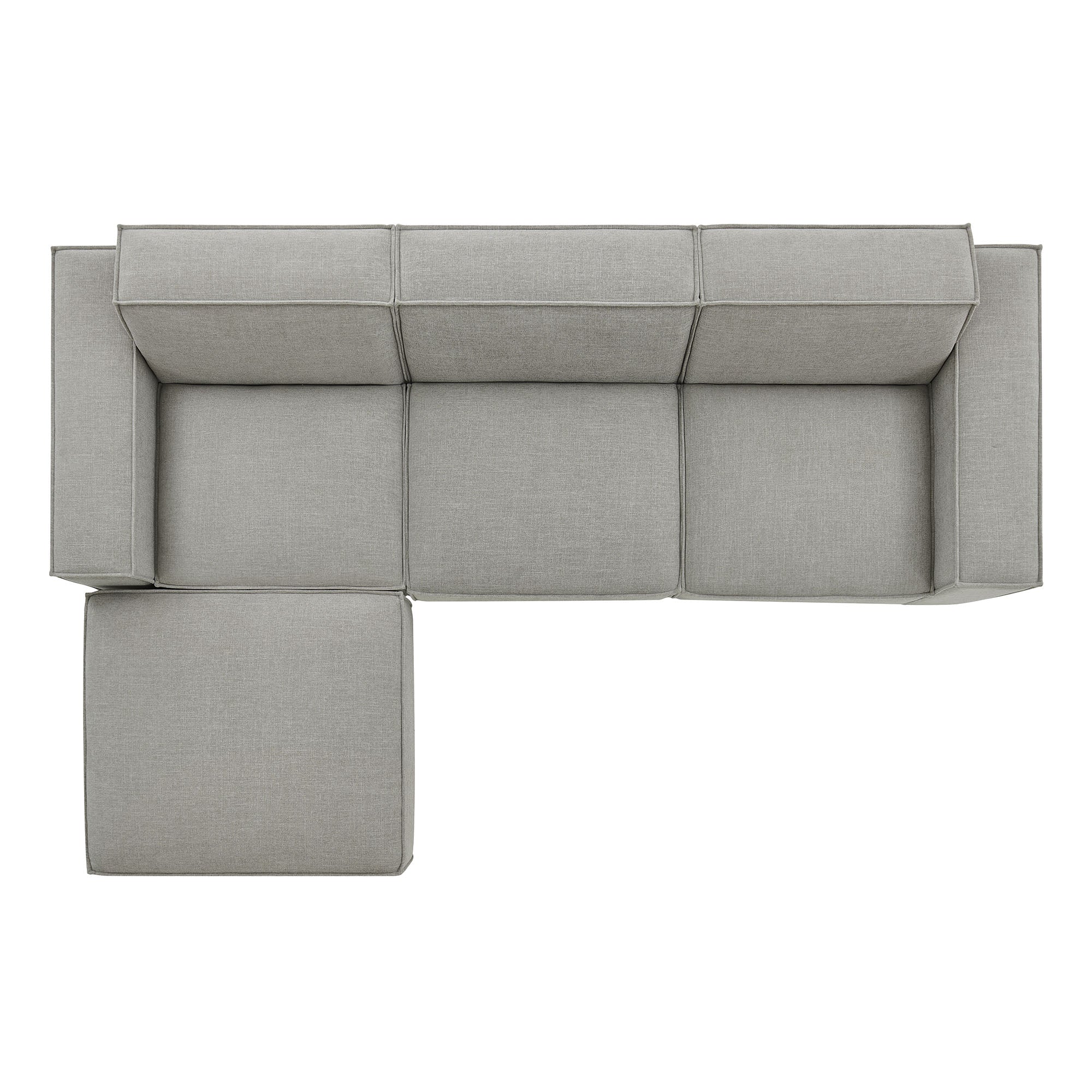 Restore 4-Piece Performance Fabric Upholstered Modular Sofa Set with Ottoman - Pewter