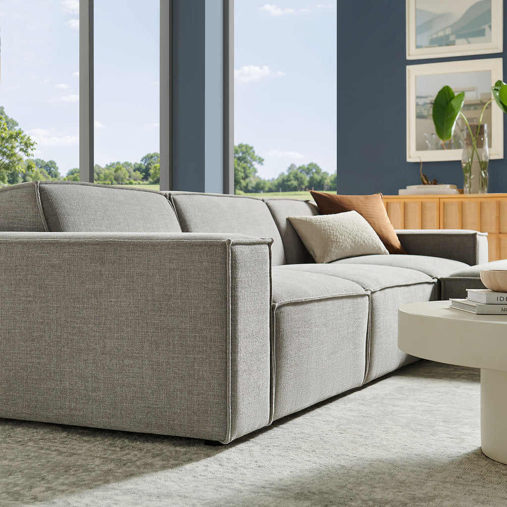 Restore 4-Piece Performance Fabric Upholstered Modular Sofa Set with Ottoman - Pewter
