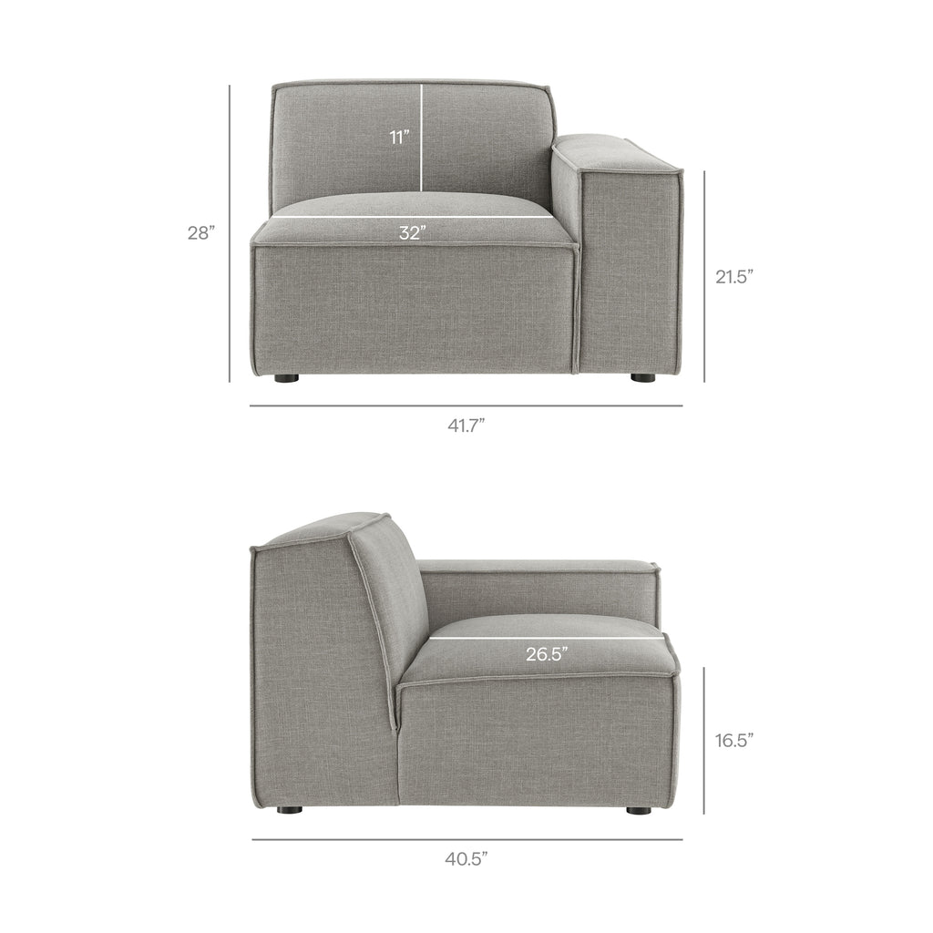 Restore 4-Piece Performance Fabric Upholstered Modular Sofa Set with Ottoman - Pewter