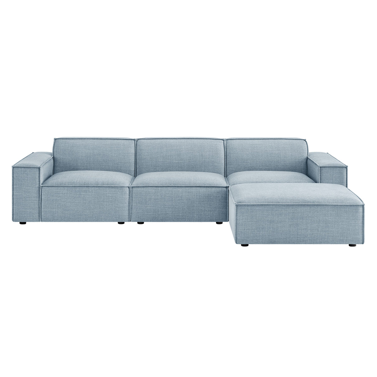 Restore 4-Piece Performance Fabric Upholstered Modular Sofa Set with Ottoman - Sky