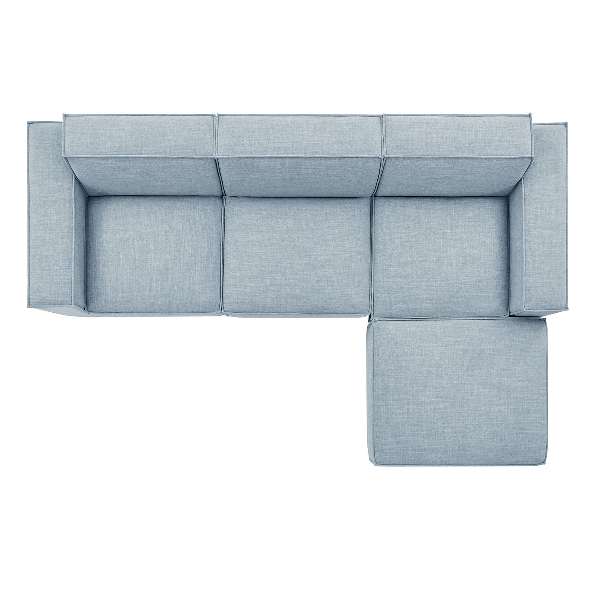 Restore 4-Piece Performance Fabric Upholstered Modular Sofa Set with Ottoman - Sky