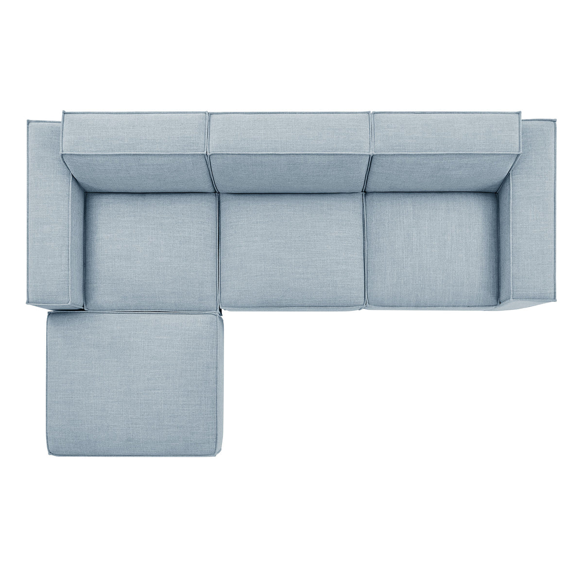 Restore 4-Piece Performance Fabric Upholstered Modular Sofa Set with Ottoman - Sky