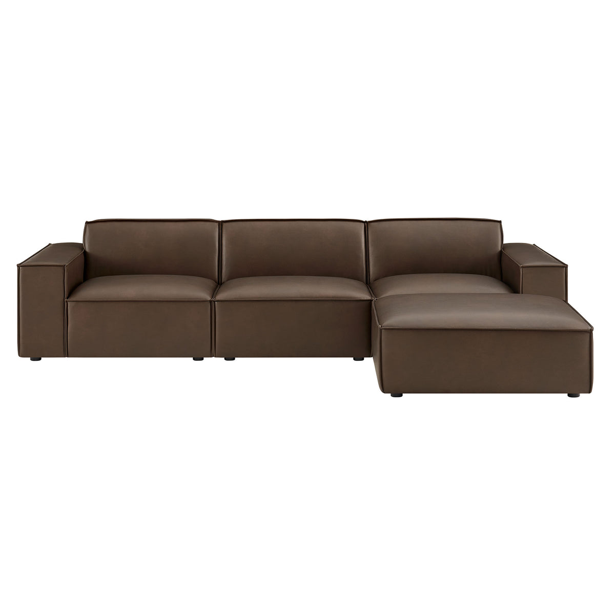 Restore 4-Piece Vegan Leather Modular Sofa Set with Ottoman - Espresso