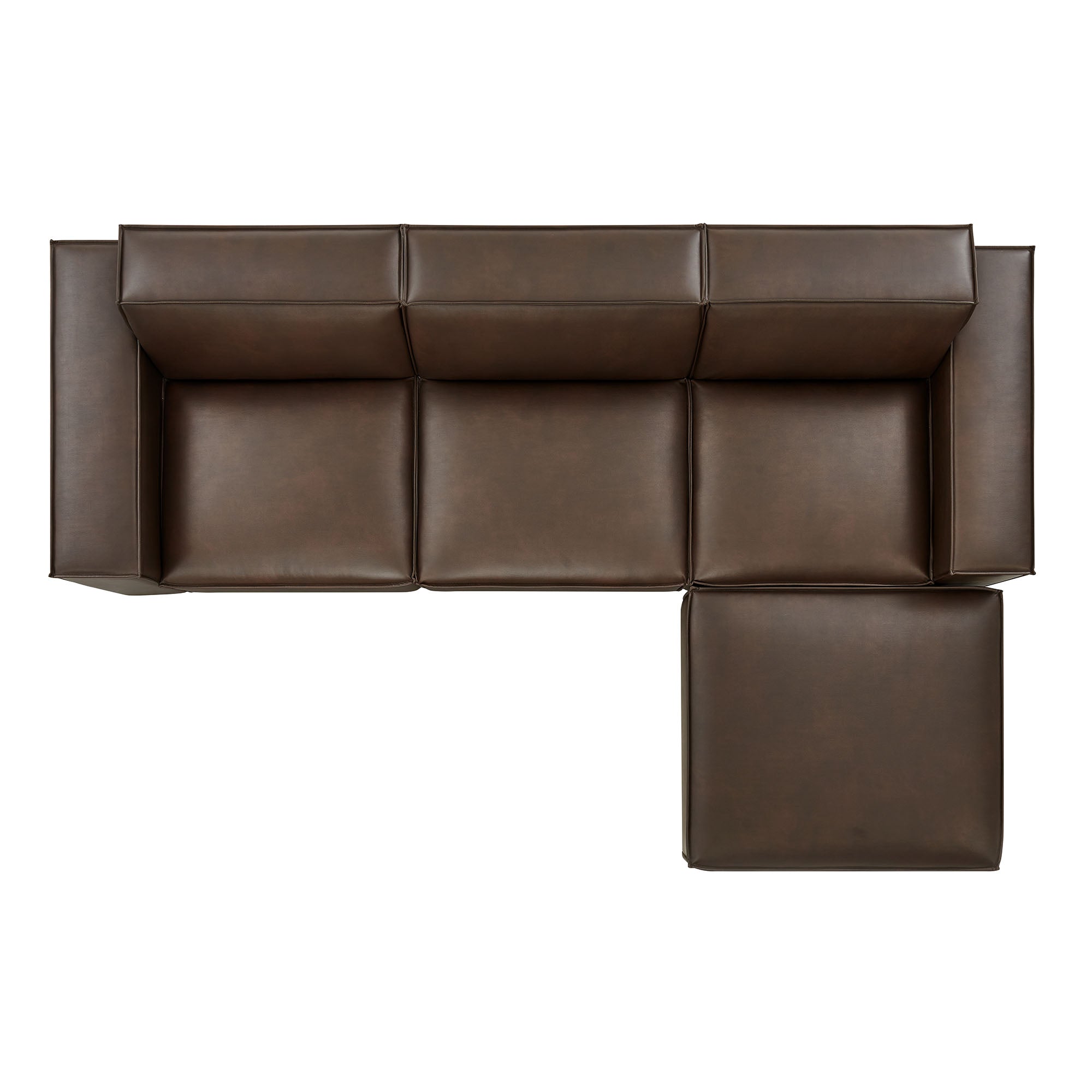 Restore 4-Piece Vegan Leather Modular Sofa Set with Ottoman - Espresso