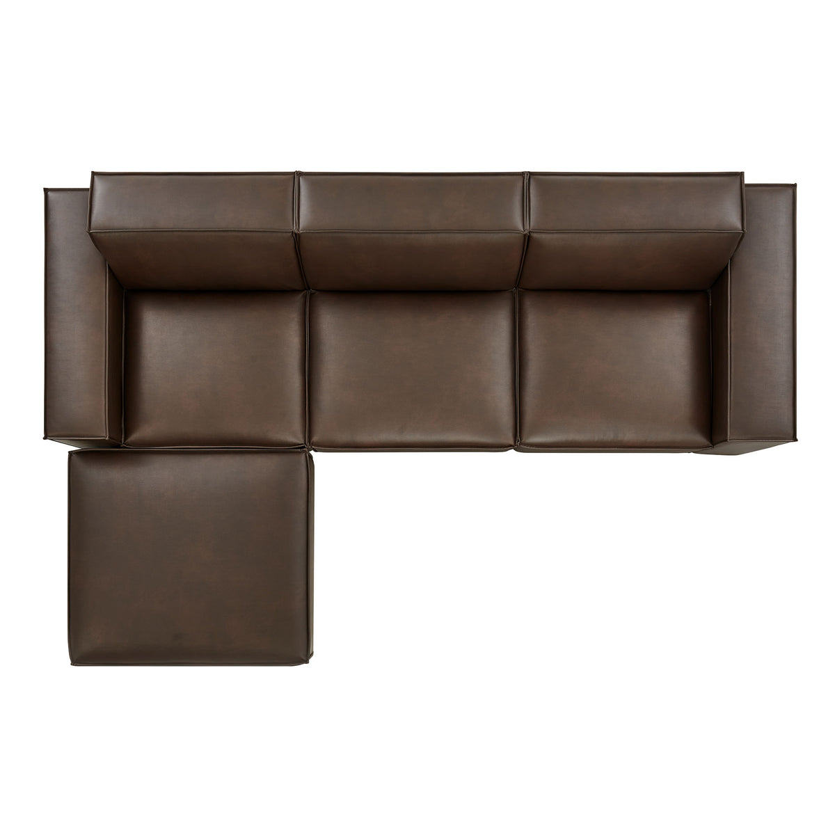 Restore 4-Piece Vegan Leather Modular Sofa Set with Ottoman - Espresso