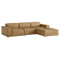 Restore 4-Piece Vegan Leather Modular Sofa Set with Ottoman - Toast