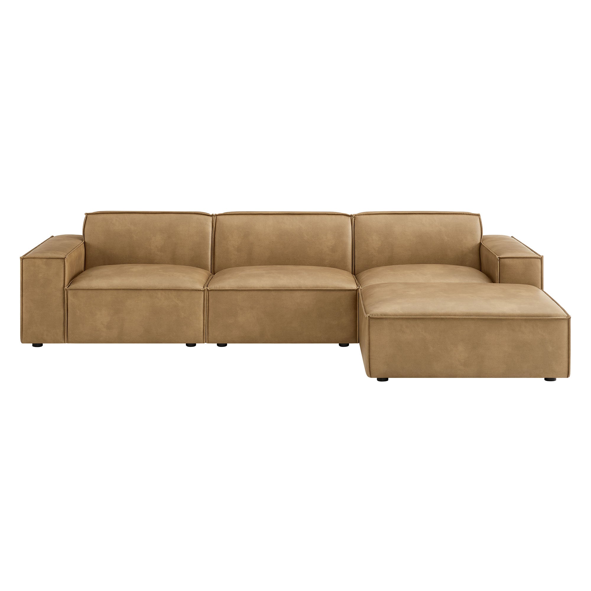 Restore 4-Piece Vegan Leather Modular Sofa Set with Ottoman - Toast