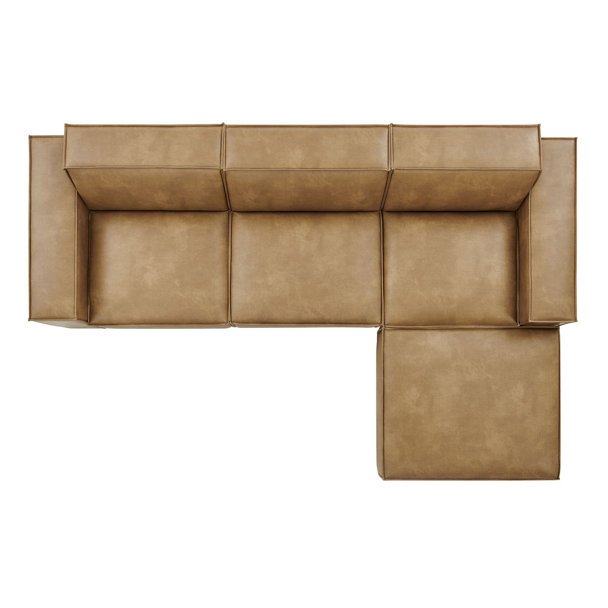 Restore 4-Piece Vegan Leather Modular Sofa Set with Ottoman - Toast