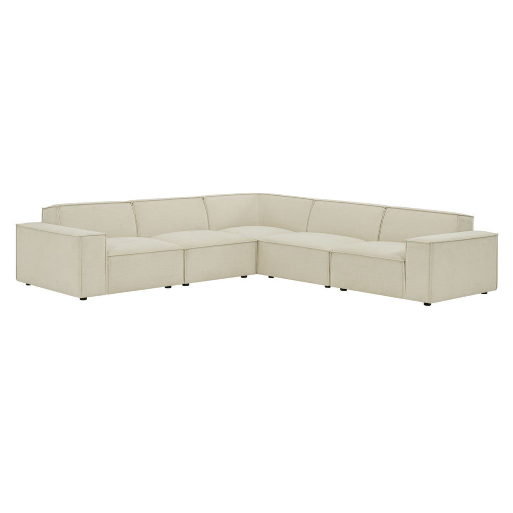 Restore 5-Piece Performance Fabric Upholstered Modular L-Shaped Sofa - Ecru