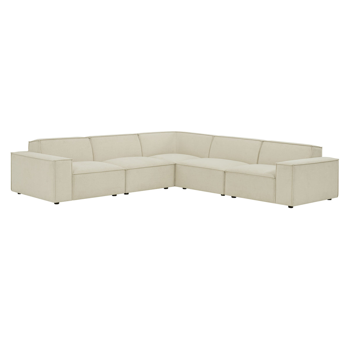 Restore 5-Piece Performance Fabric Upholstered Modular L-Shaped Sofa - Ecru