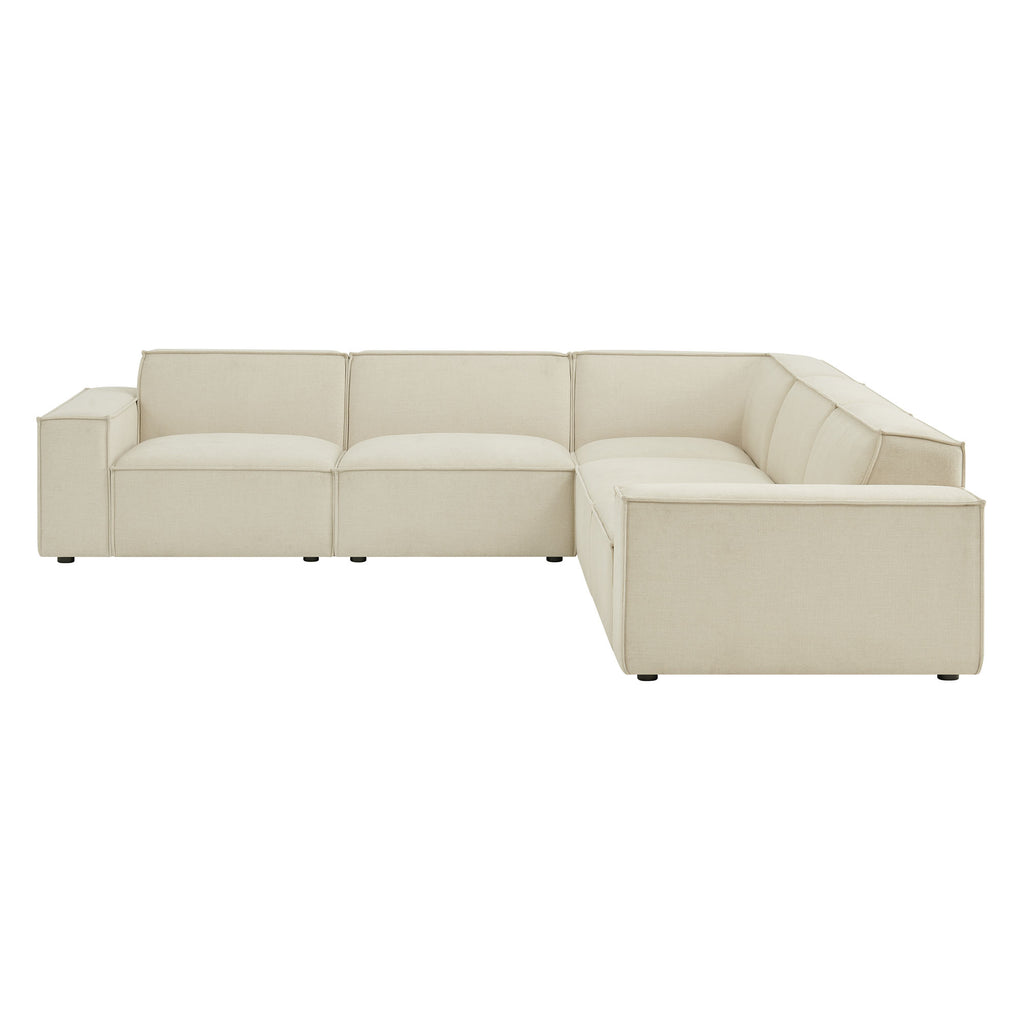 Restore 5-Piece Performance Fabric Upholstered Modular L-Shaped Sofa - Ecru