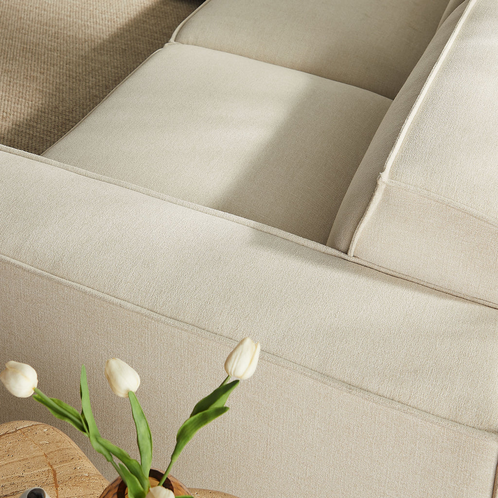 Restore 5-Piece Performance Fabric Upholstered Modular L-Shaped Sofa - Ecru