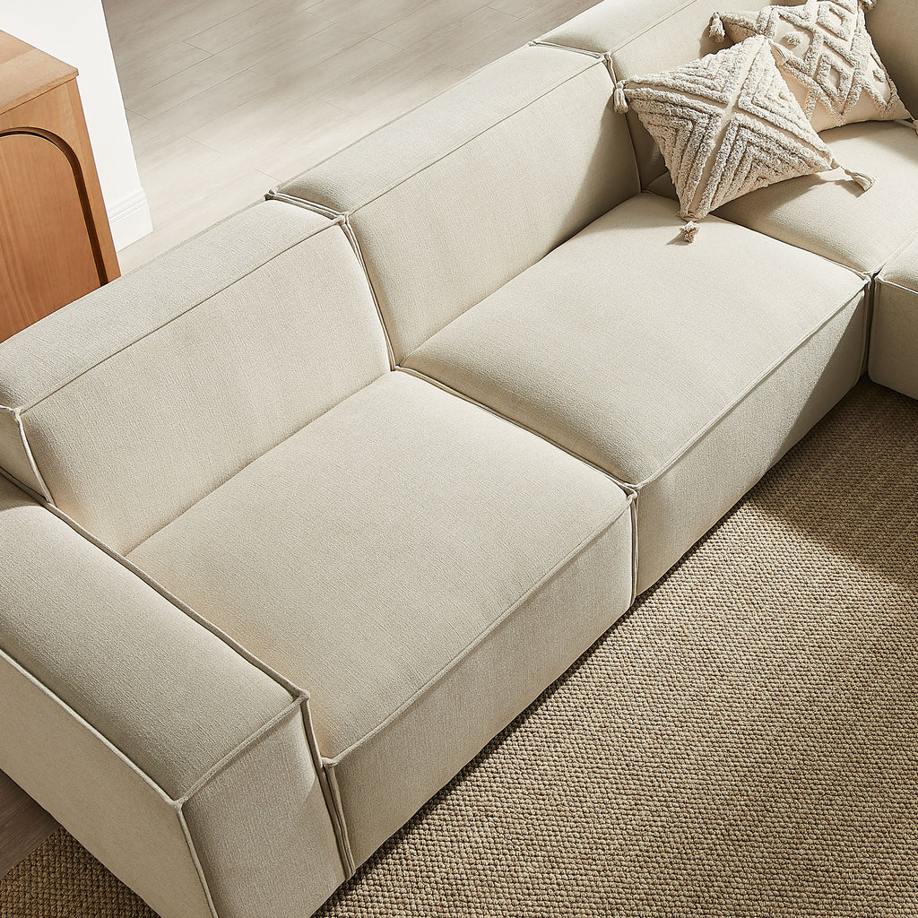 Restore 5-Piece Performance Fabric Upholstered Modular L-Shaped Sofa - Ecru