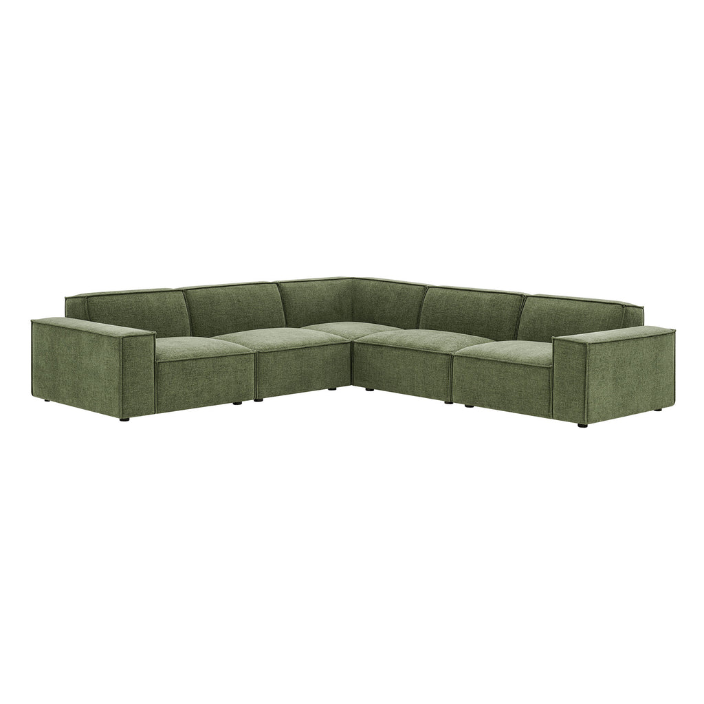 Restore 5-Piece Performance Fabric Upholstered Modular L-Shaped Sofa - Foliage